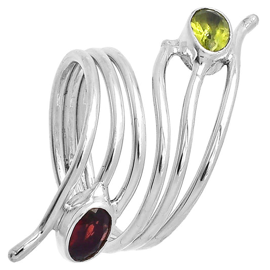 Adjustable - Peridot & Hessonite Garnet Ring size-7.5 R-1409 SDR225223