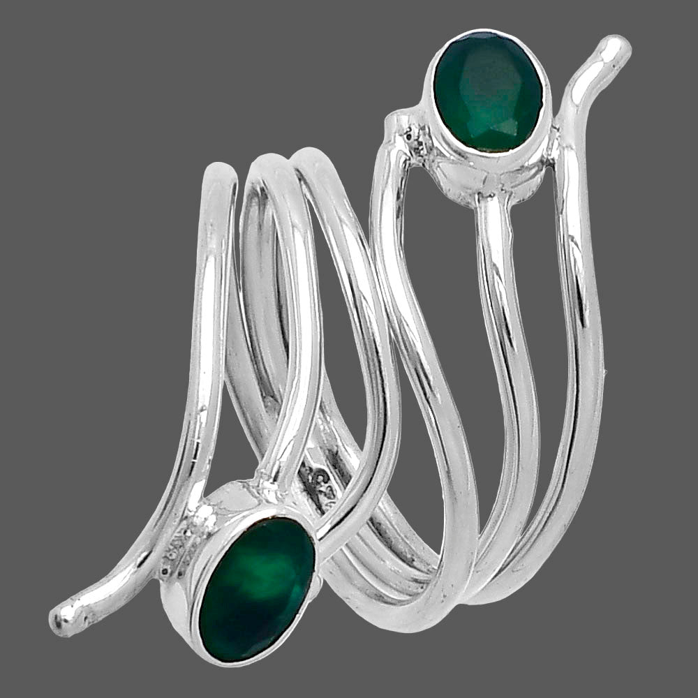 Adjustable - Natural Green Onyx Ring size-6 R-1409 SDR225257
