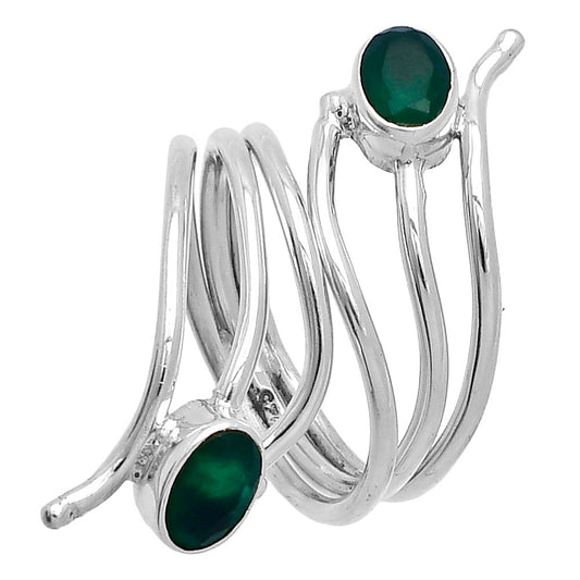 Adjustable - Natural Green Onyx Ring size-6 R-1409 SDR225257