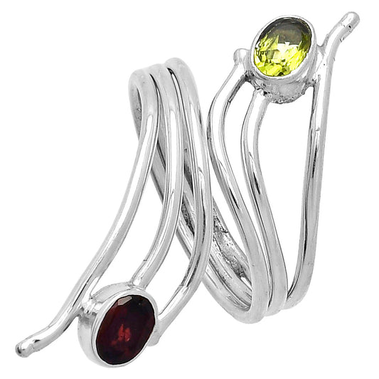 Adjustable - Peridot & Hessonite Garnet Ring size-9 R-1409 SDR225262