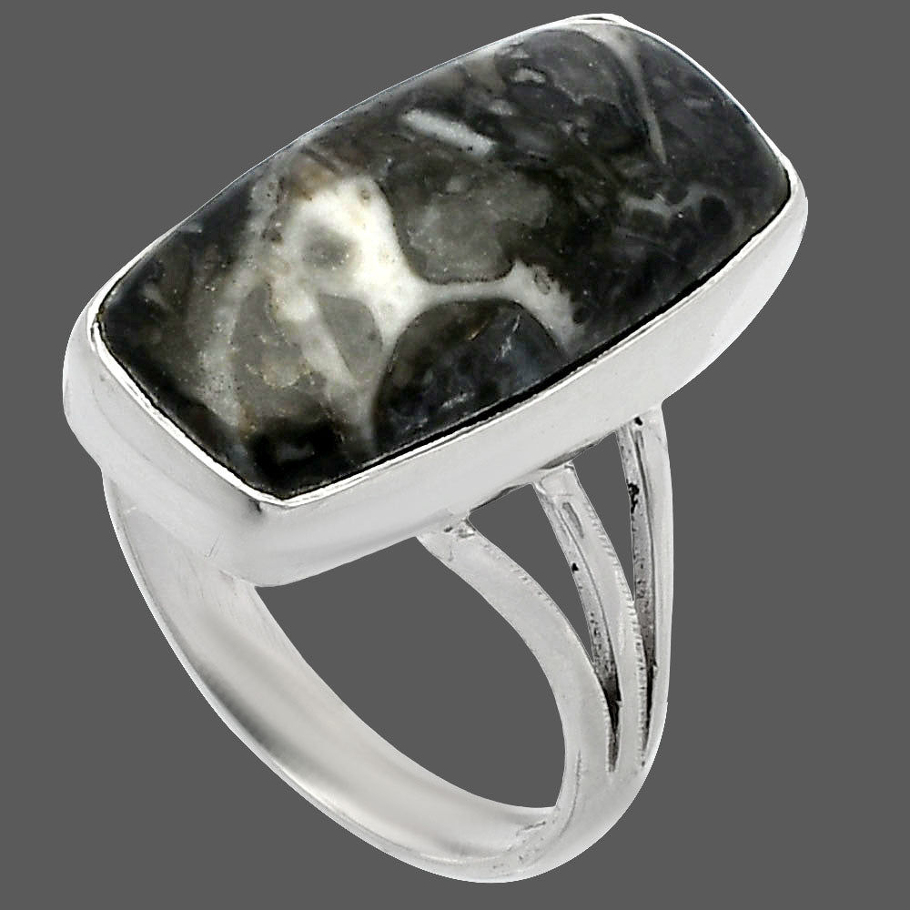 Natural Mexican Cabbing Fossil Ring size-9 R-1003 SDR225428