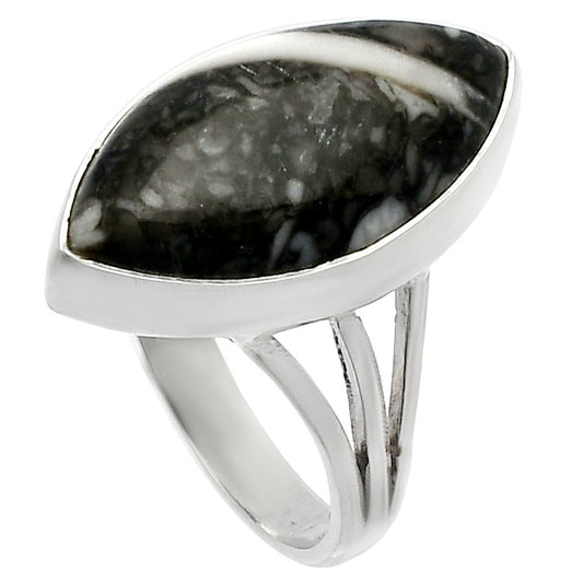 Natural Mexican Cabbing Fossil Ring size-8 R-1003 SDR225530