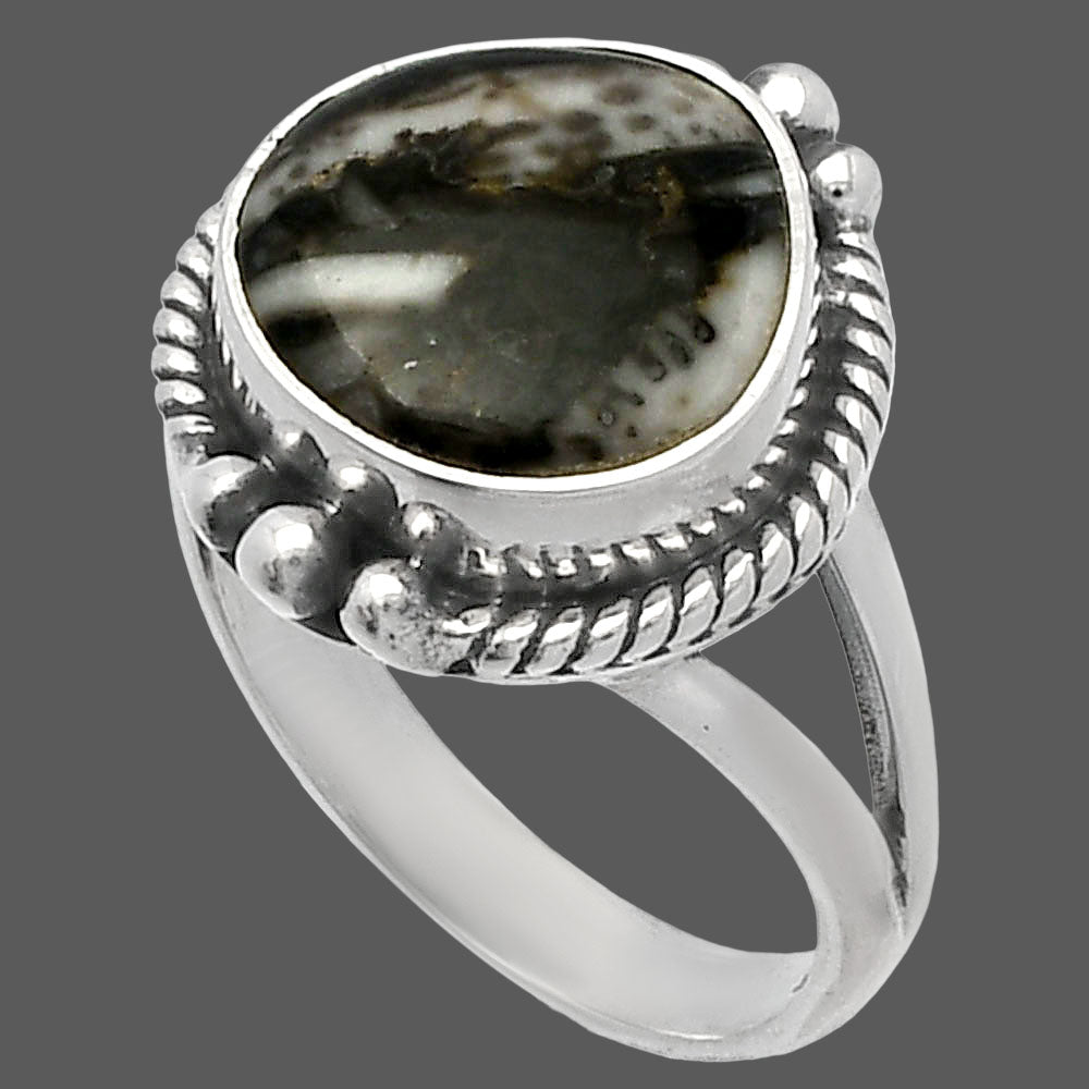 Natural Mexican Cabbing Fossil Ring size-6 R-1253 SDR225666