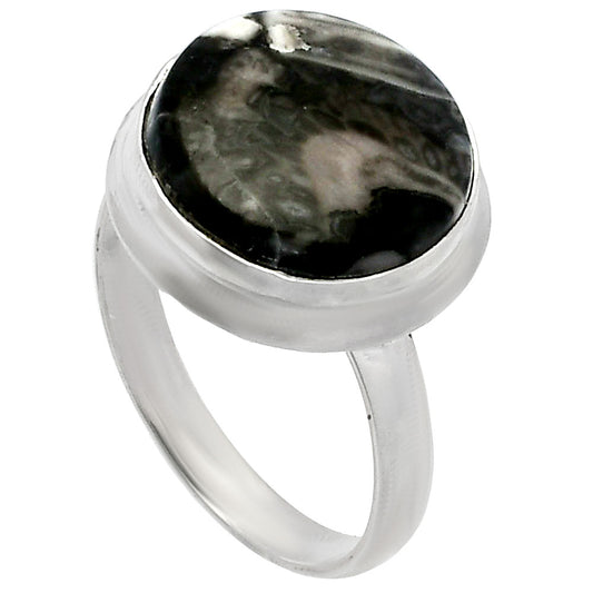 Natural Mexican Cabbing Fossil Ring size-8 R-1007 SDR226251