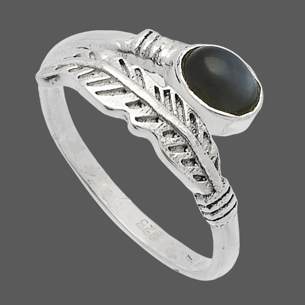 Adjustable Feather Gray Moonstone Ring size-7.5 R-1496 SDR226739