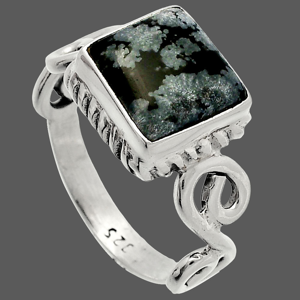 Natural Snow Flake Obsidian Ring size-8 R-1652 SDR227458