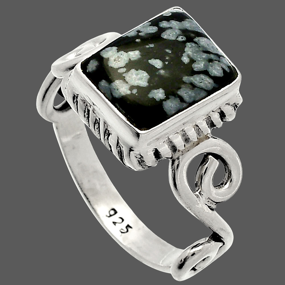 Natural Snow Flake Obsidian Ring size-8.5 R-1652 SDR227464