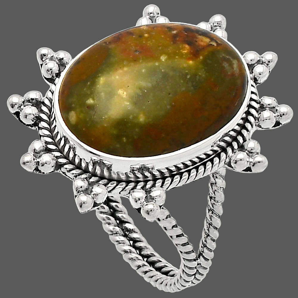 Rhyolite - Rainforest Jasper Ring size-9 R-1234 SDR228637
