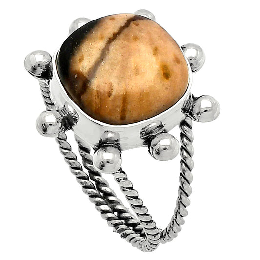 Natural Palm Root Fossil Agate Ring size-9.5 R-1268 SDR229037