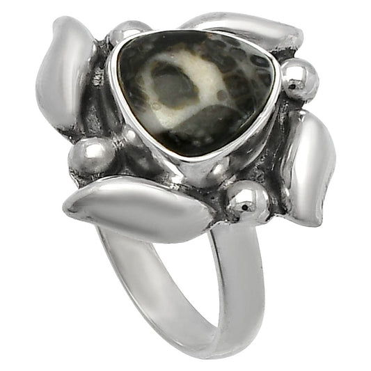 Natural Mexican Cabbing Fossil Ring size-6 R-1125 SDR229529