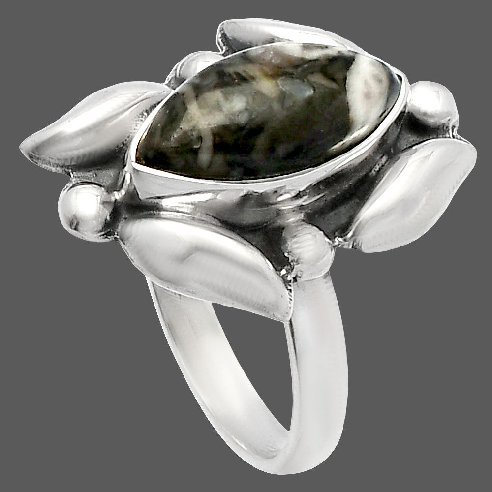 Natural Mexican Cabbing Fossil Ring size-8 R-1125 SDR229631