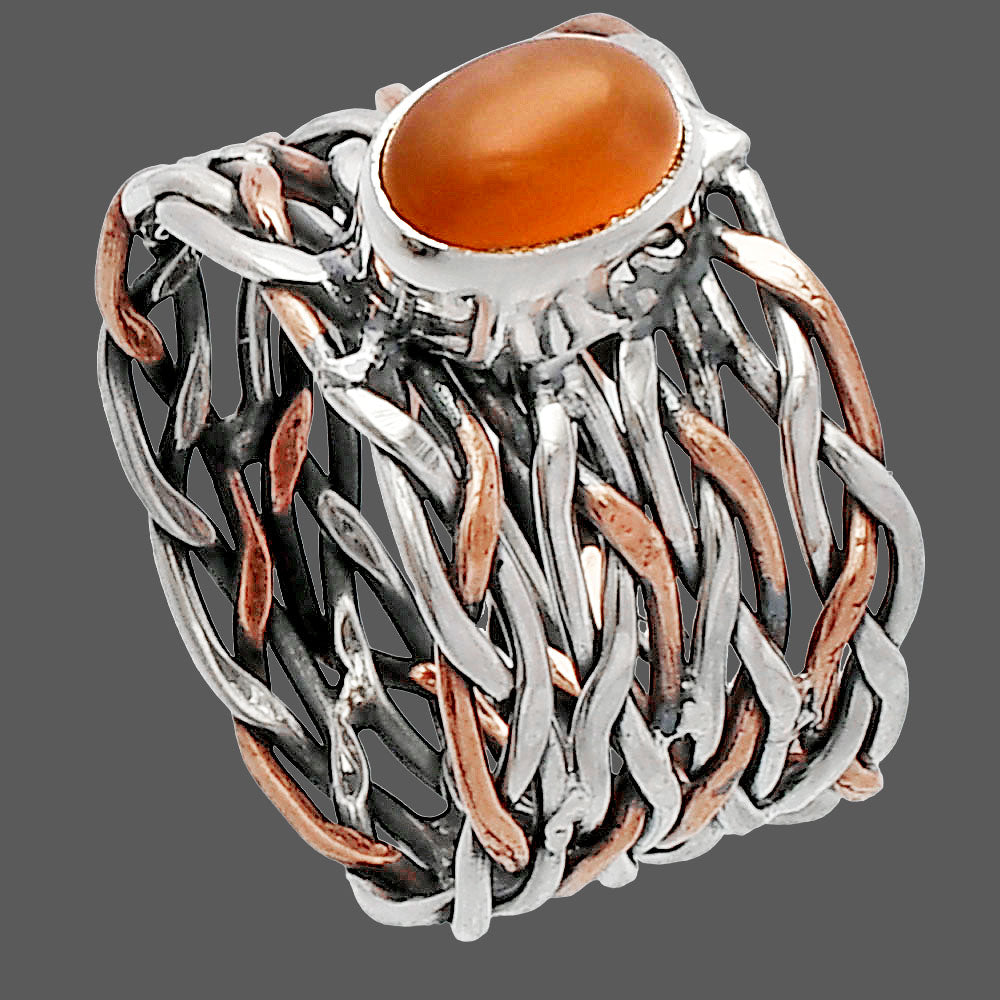 Two Tone - Natural Peach Moonstone Ring size-5.5 R-1589 SDR229971