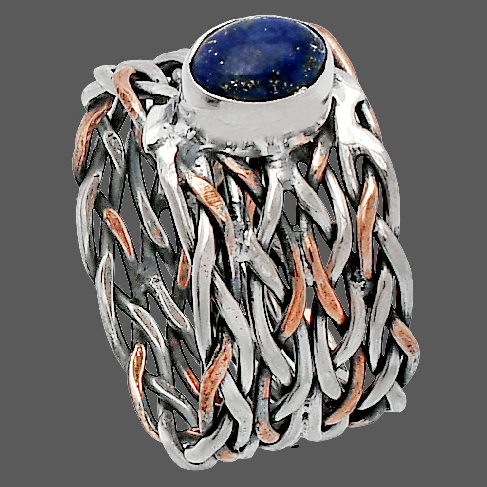 Two Tone - Natural Lapis Lazuli Ring size-6.5 R-1589 SDR229982