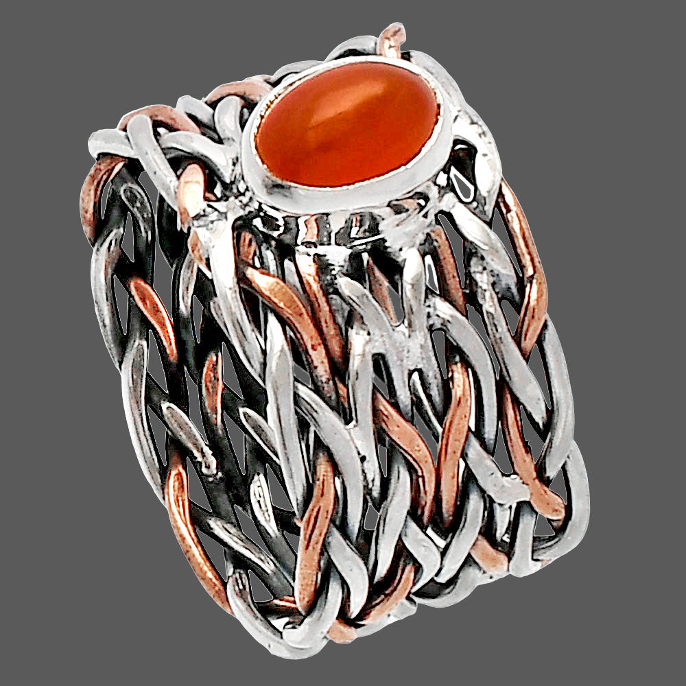 Two Tone - Natural Carnelian Ring size-6.5 R-1589 SDR229983