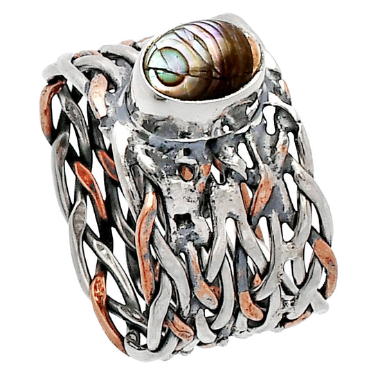 Two Tone - Copper Abalone Shell Ring size-5.5 R-1589 SDR229984