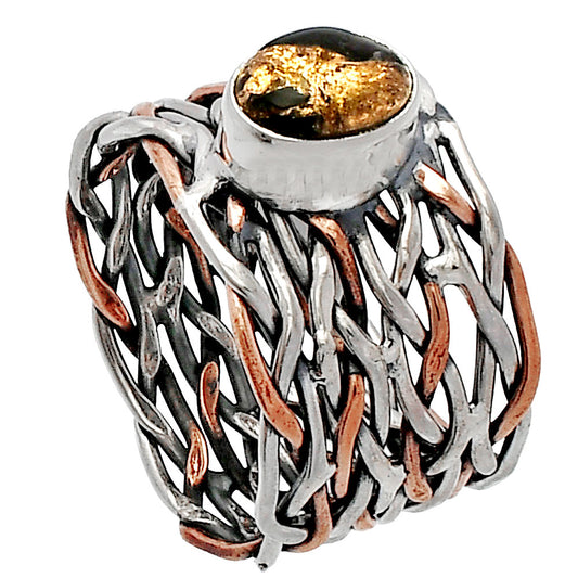 Two Tone - Copper Abalone Shell Ring size-5.5 R-1589 SDR229986