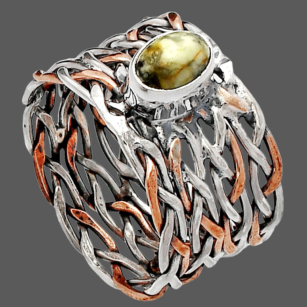 Two Tone - Authentic White Buffalo Turquoise Nevada Ring size-8 R-1589 SDR229994