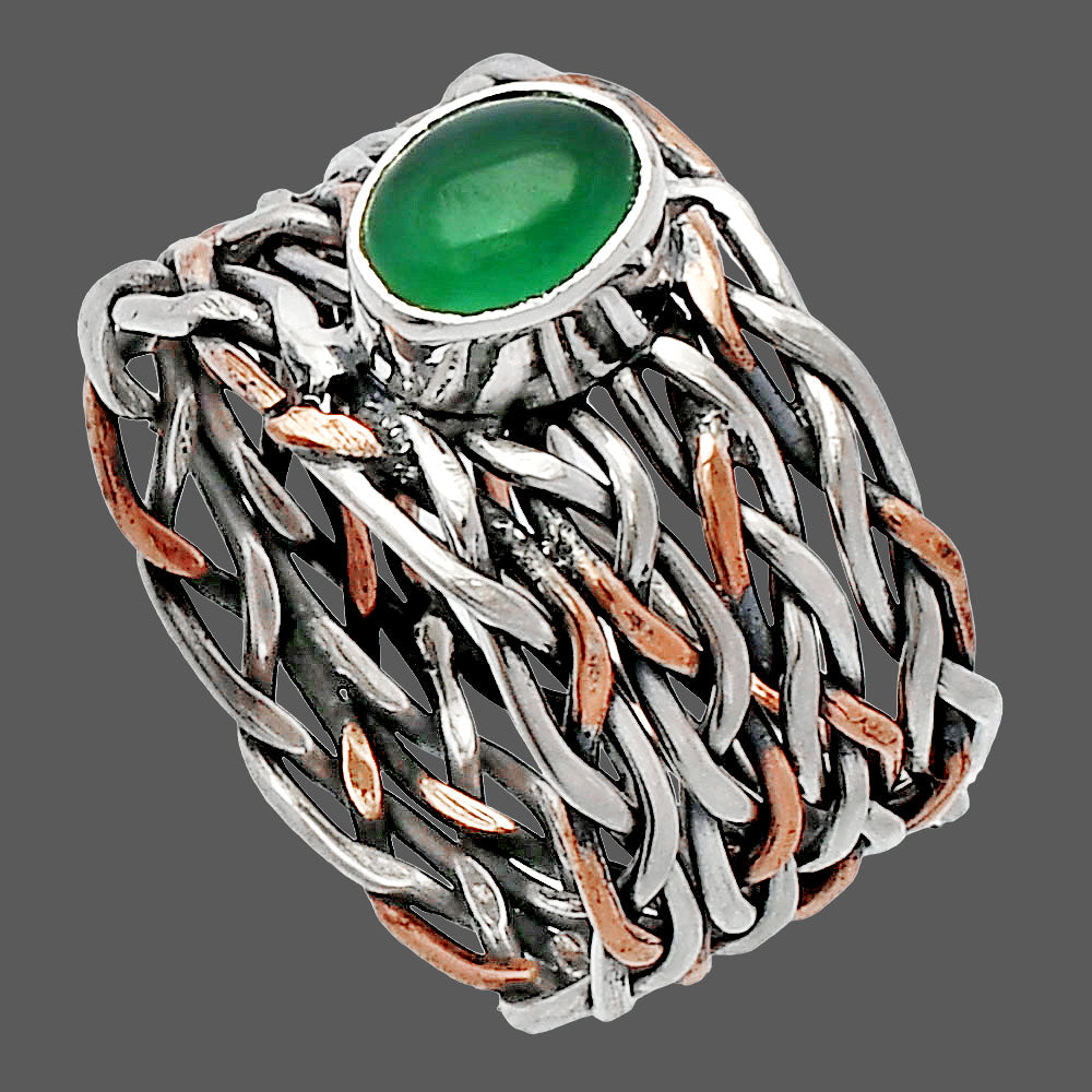 Two Tone - Natural Green Onyx Ring size-6.5 R-1589 SDR230004