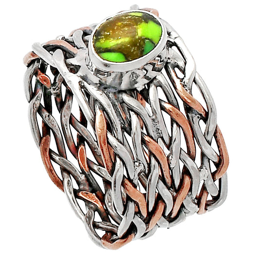 Two Tone - Green Matrix Turquoise Ring size-7 R-1589 SDR230007