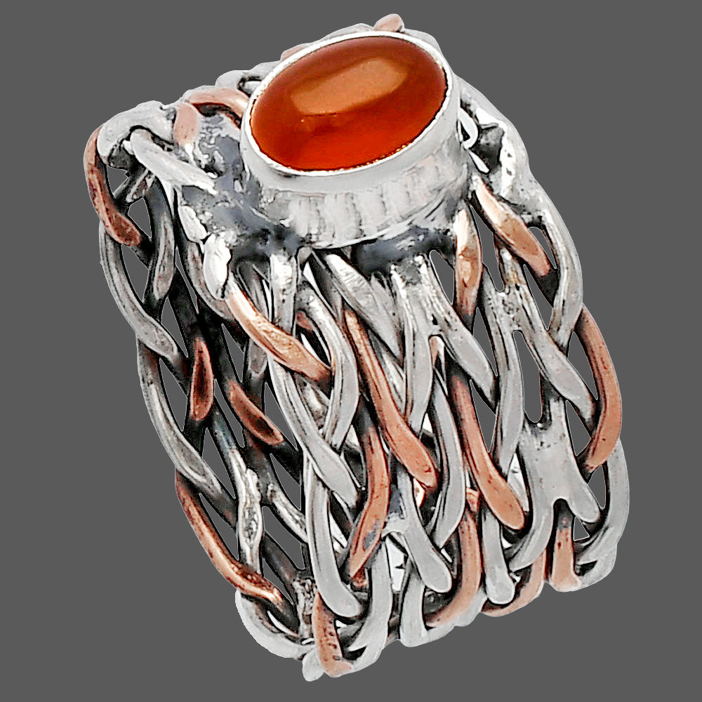 Two Tone - Natural Carnelian Ring size-7.5 R-1589 SDR230023