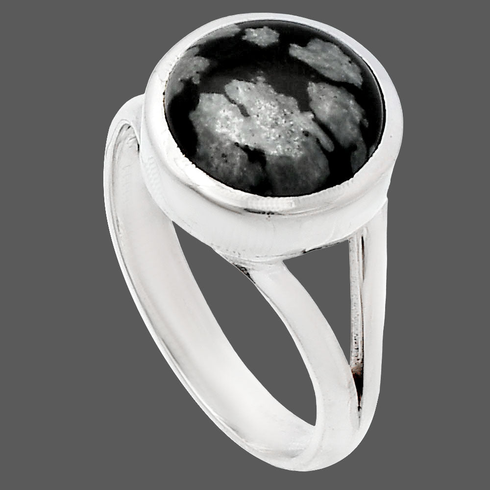 Natural Snow Flake Obsidian Ring size-7 R-1005 SDR230396