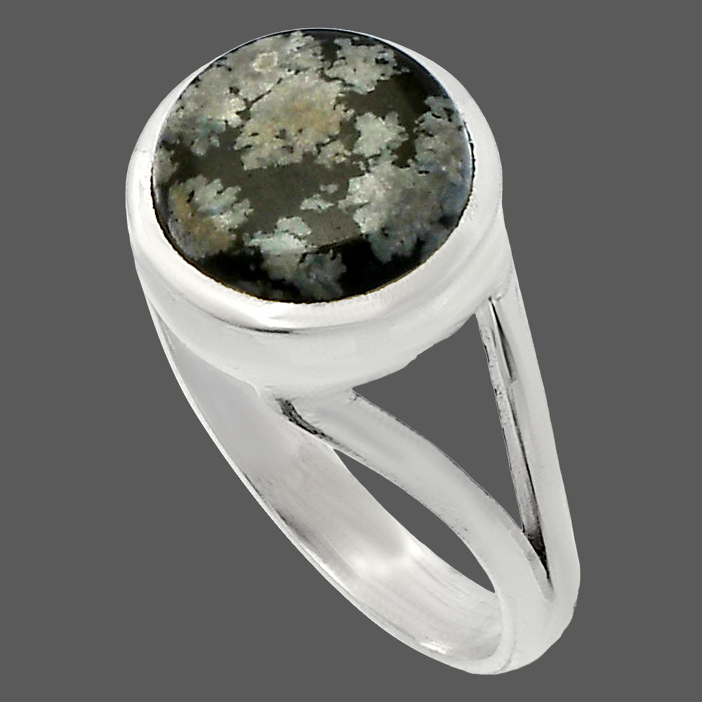 Natural Snow Flake Obsidian Ring size-8 R-1005 SDR230476