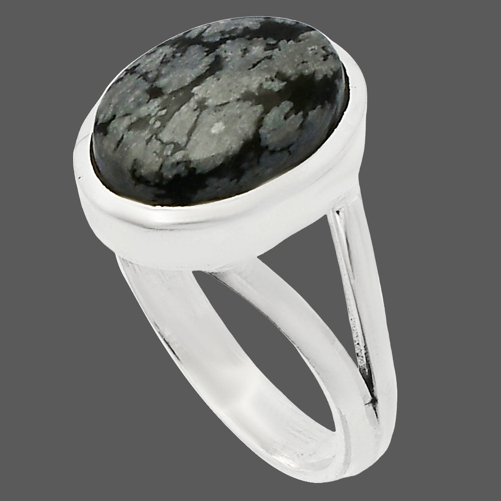 Natural Snow Flake Obsidian Ring size-7 R-1005 SDR230589