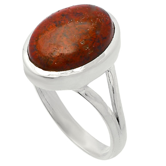 Natural Red Moss Agate Ring size-9.5 R-1005 SDR230617