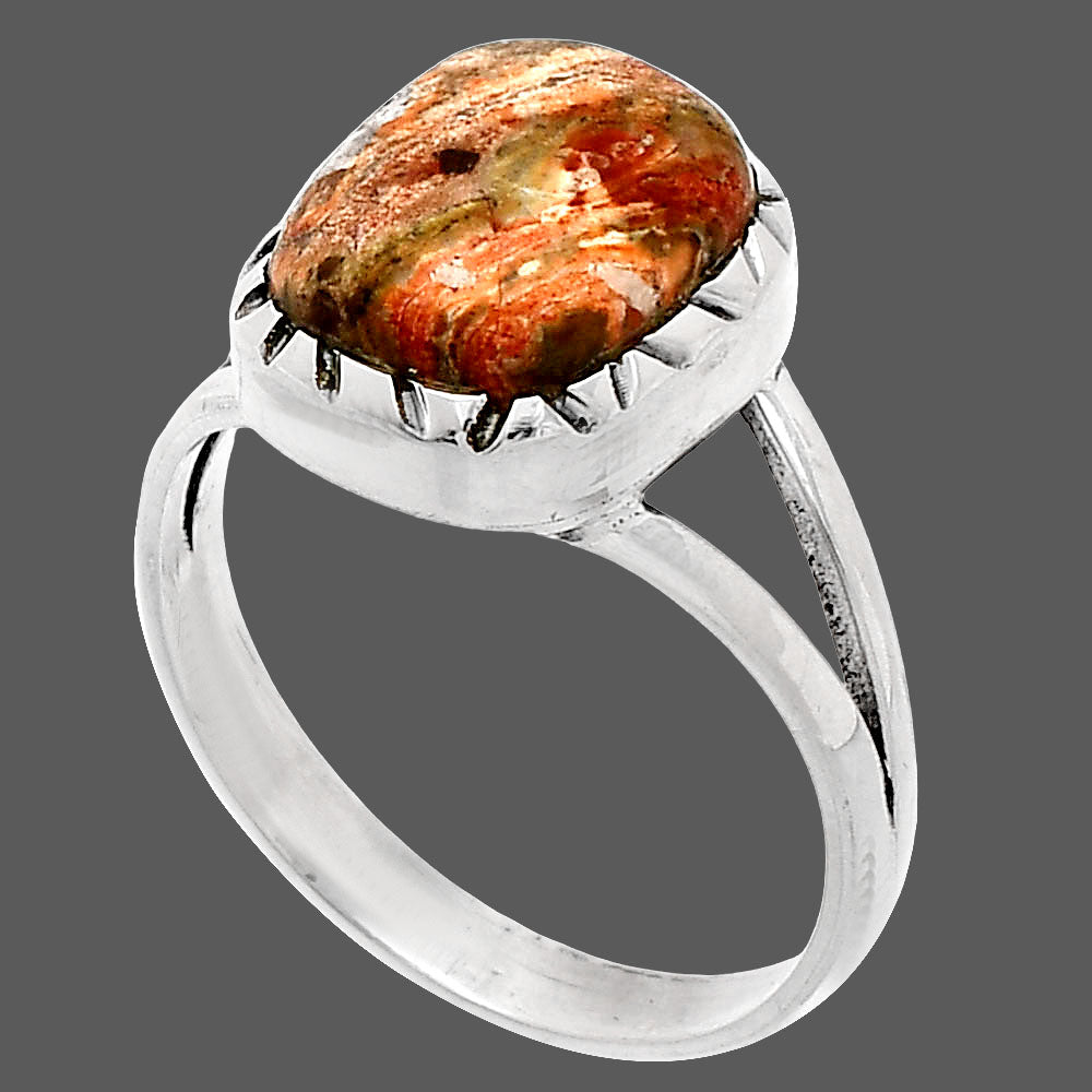 Natural Leopard Skin Jasper Ring size-8.5 R-1074 SDR230812
