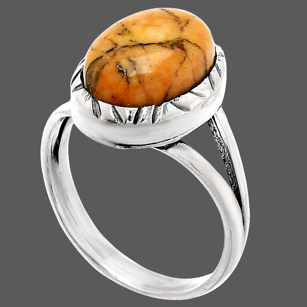 Natural Honey Dendritic Opal Ring size-8 R-1074 SDR230819
