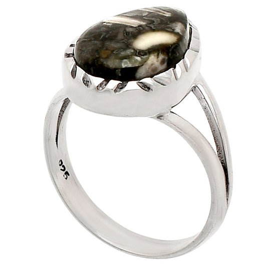 Natural Mexican Cabbing Fossil Ring size-7 R-1074 SDR230823