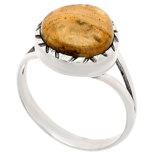 Natural Palm Root Fossil Agate Ring size-10 R-1074 SDR230882