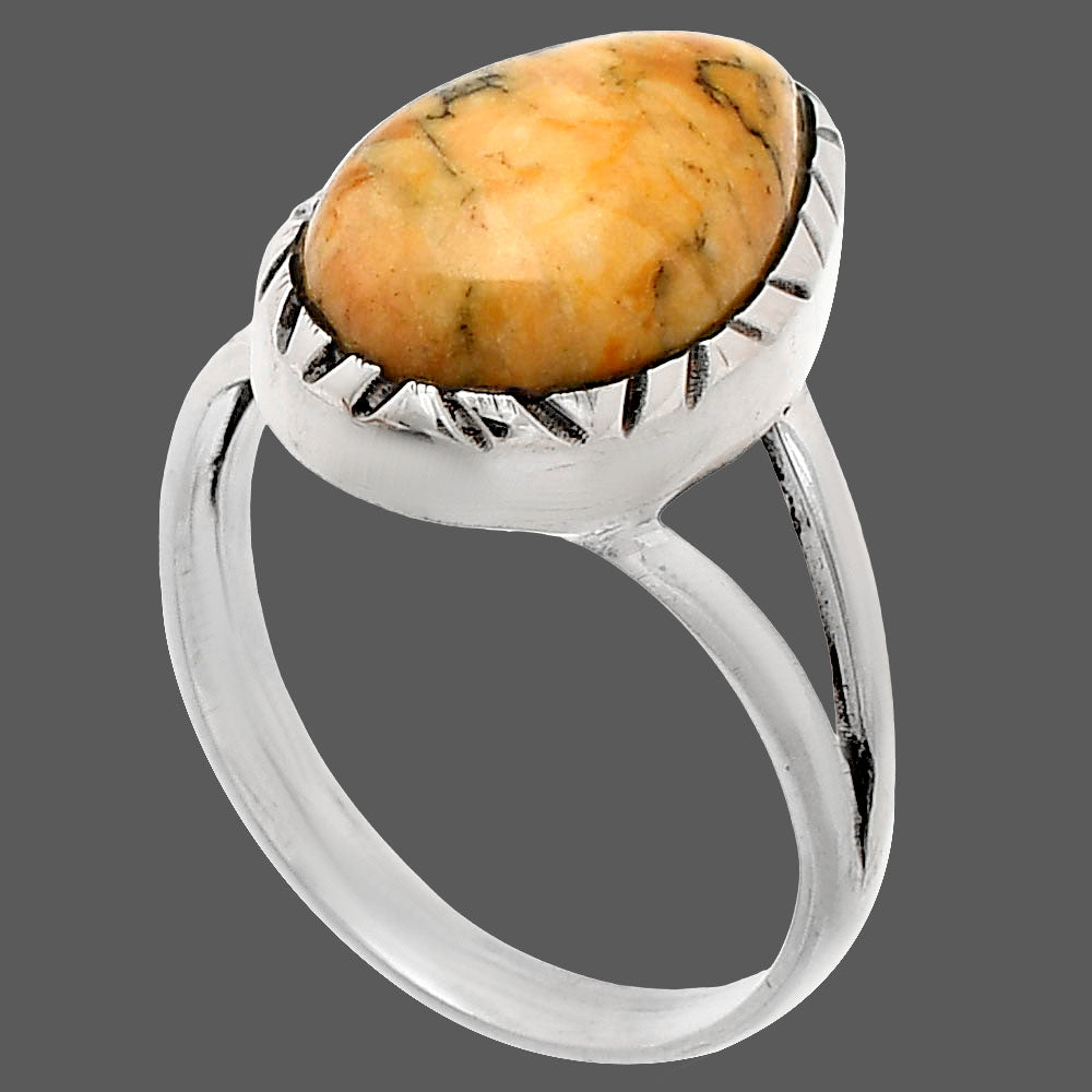 Natural Honey Dendritic Opal Ring size-9 R-1074 SDR230923