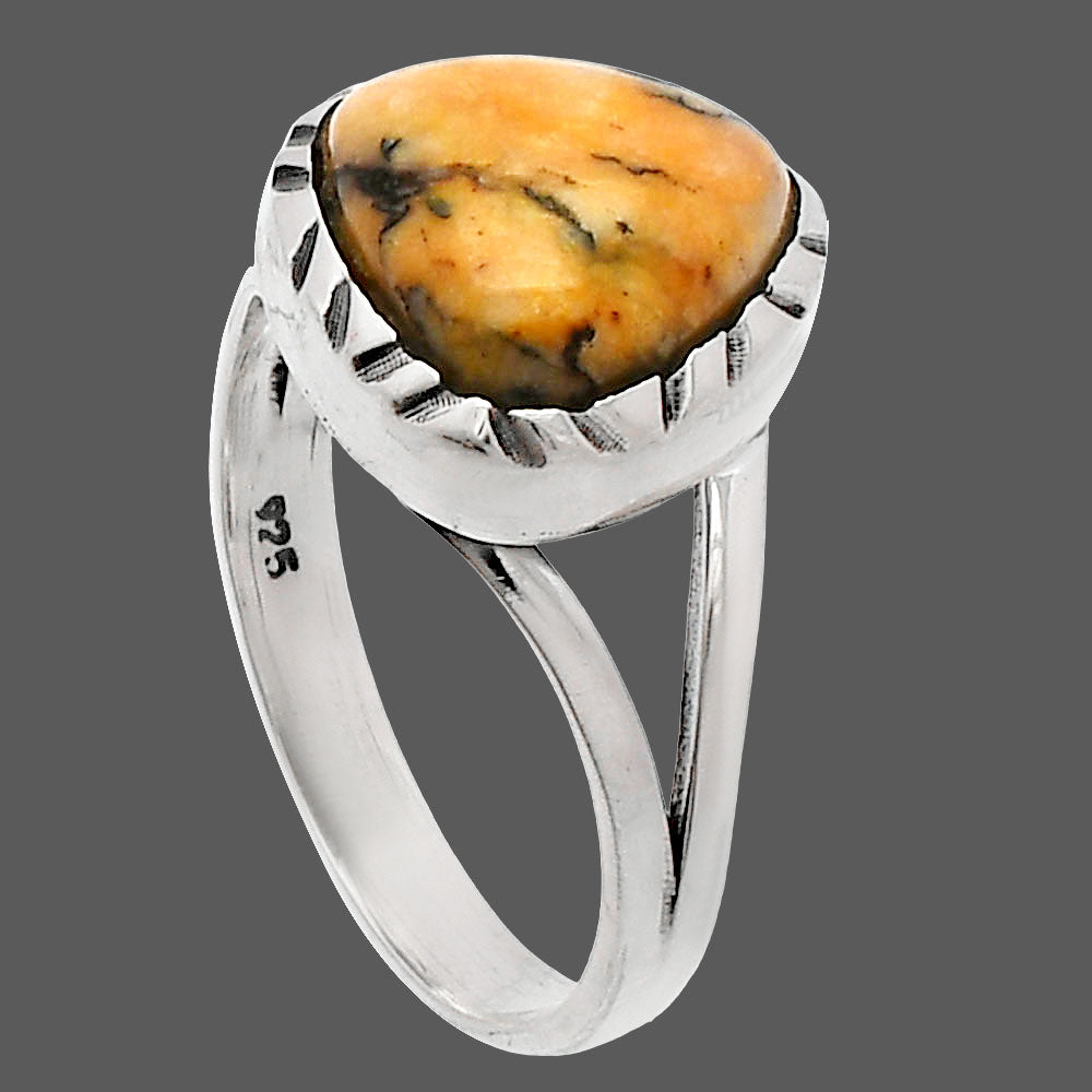 Natural Honey Dendritic Opal Ring size-7 R-1074 SDR231002