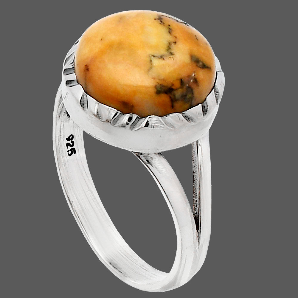 Natural Honey Dendritic Opal Ring size-8 R-1074 SDR231003