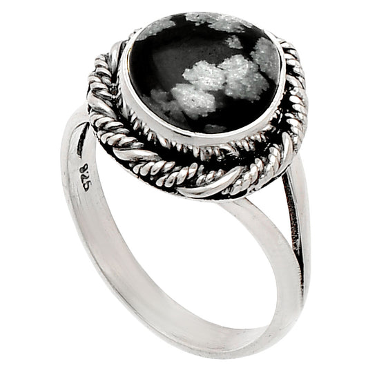 Natural Snow Flake Obsidian Ring size-8 R-1014 SDR231446
