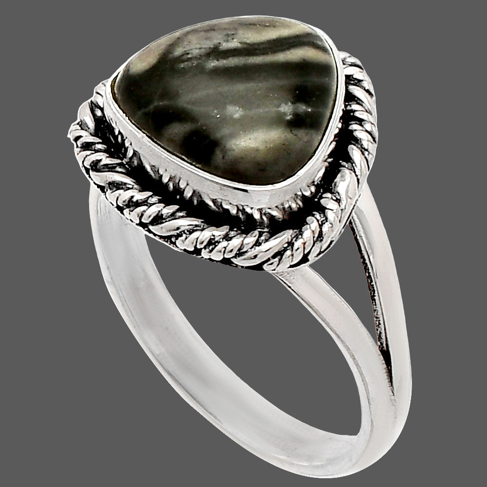 Natural Mexican Cabbing Fossil Ring size-8 R-1014 SDR231525