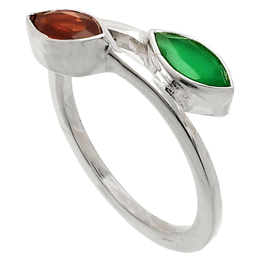 Hessonite Garnet & Green Onyx Ring size-7 R-1235 SDR232240