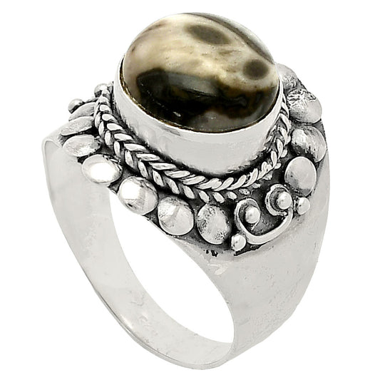 Natural Mexican Cabbing Fossil Ring size-8 R-1399 SDR232653