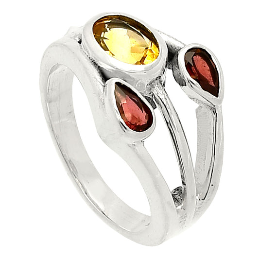 Natural Citrine & Garnet Ring size-6 R-1024 SDR233189