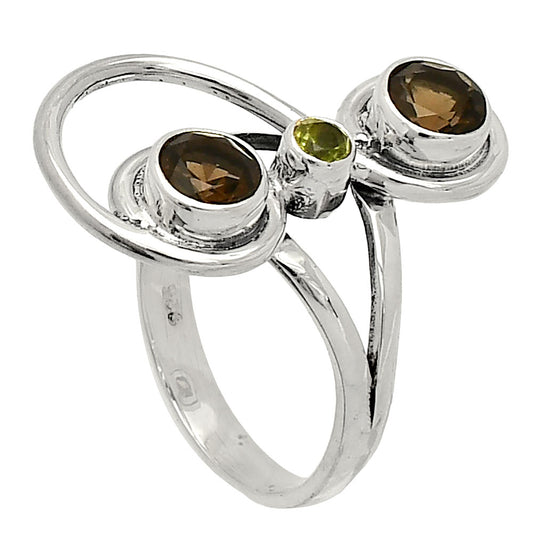 Smoky Quartz - Brazil & Peridot Ring size-6 R-1231 SDR233295