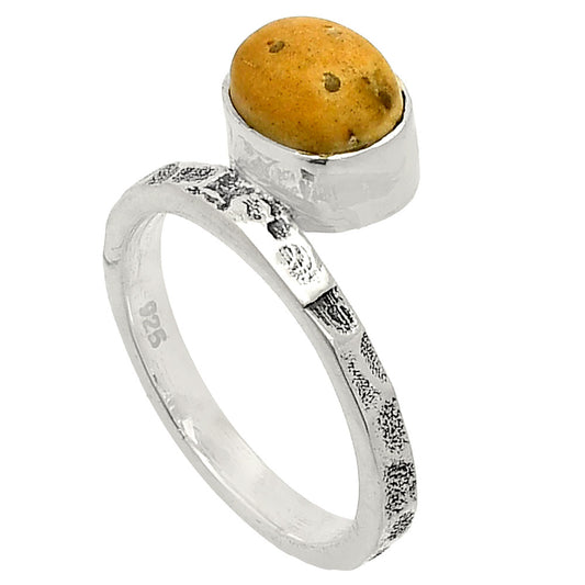 Natural Palm Root Fossil Agate Ring size-5 R-1037 SDR234126