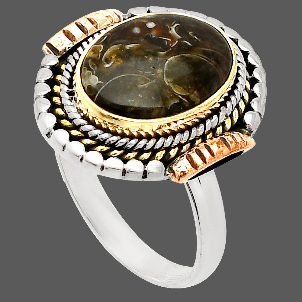 Two Tone - Turtella Jasper - USA Ring size-9 R-1414 SDR234253