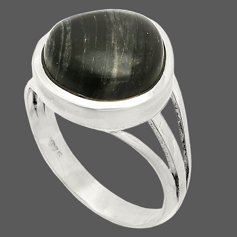 Natural Silver Leaf Obsidian Ring size-8 R-1006 SDR234871