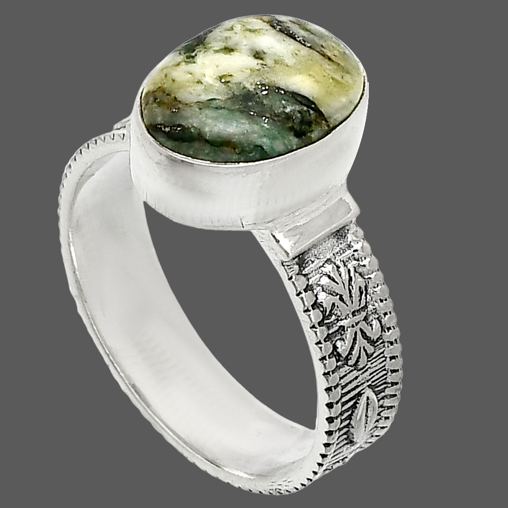 Natural Green Mariposite Ring size-8.5 R-1058 SDR235510