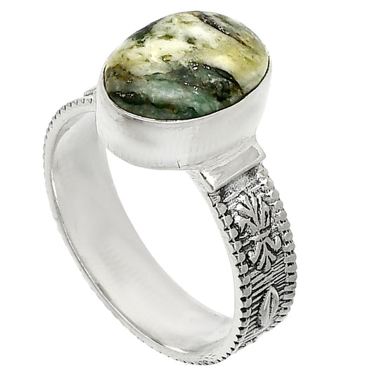 Natural Green Mariposite Ring size-8.5 R-1058 SDR235510