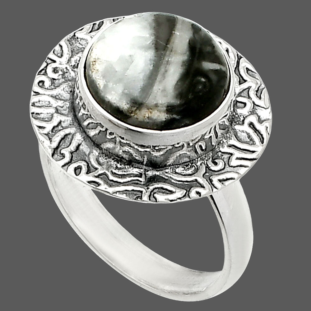 Natural Mexican Cabbing Fossil Ring size-6 R-1649 SDR236460