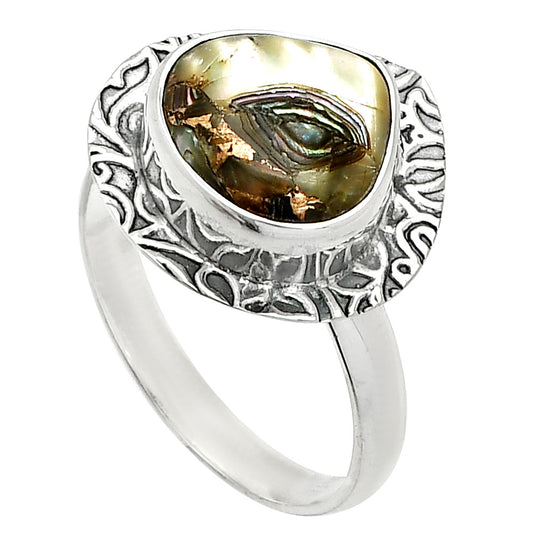 Natural Copper Abalone Shell Ring size-9 R-1649 SDR236467