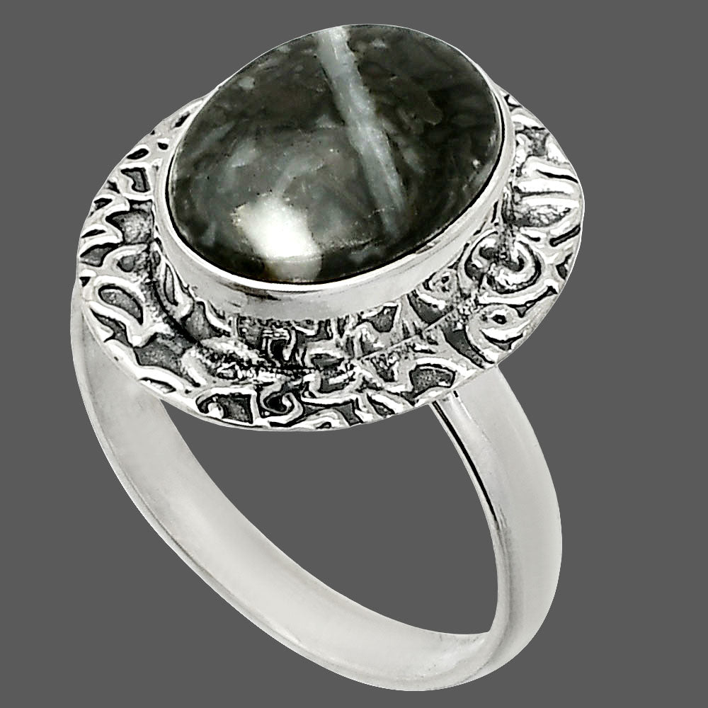 Natural Mexican Cabbing Fossil Ring size-8 R-1649 SDR236532