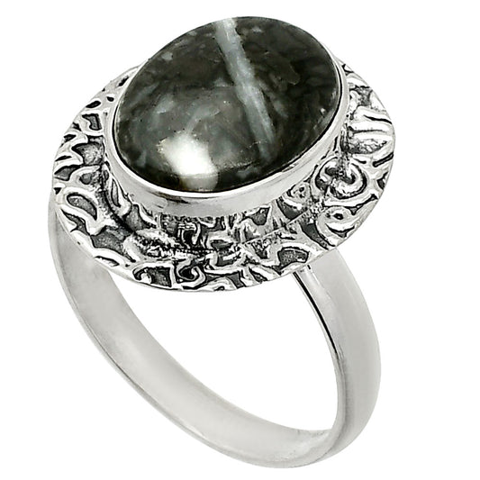 Natural Mexican Cabbing Fossil Ring size-8 R-1649 SDR236532